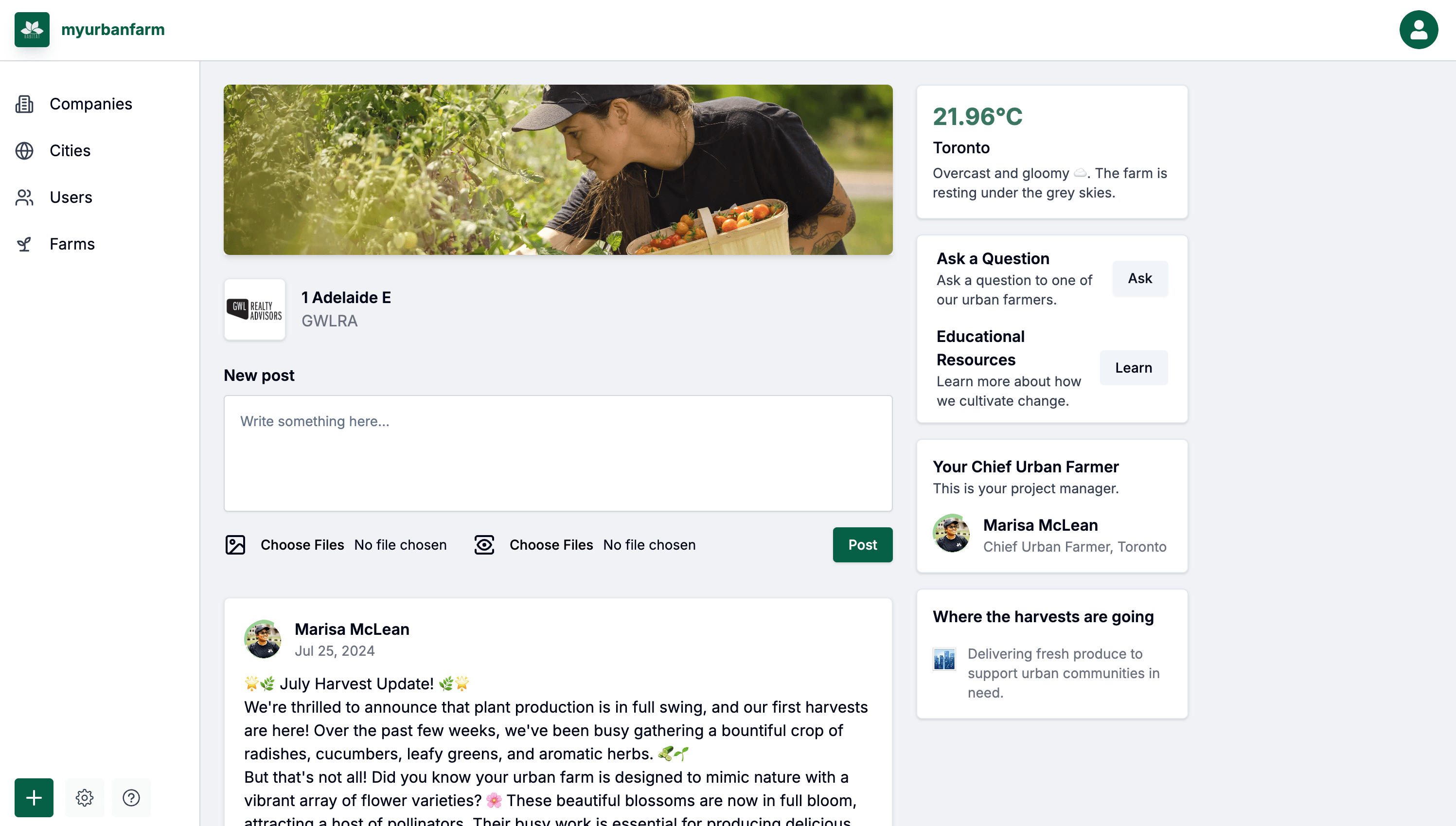 MyUrbanFarm Dashboard